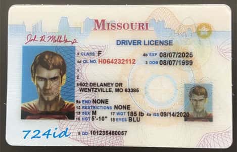 Missouri counterfeit id card front